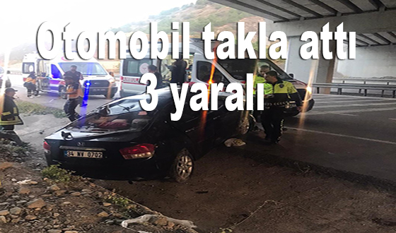 Otomobil takla attı 3 yaralı