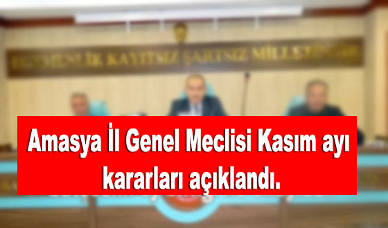 Amasya İl Genel Meclisi Kasım Ayı Kararlarını Açıkladı