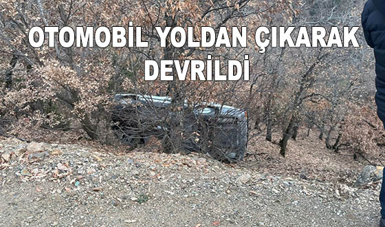 OTOMOBİL YOLDAN ÇIKARAK DEVRİLDİ