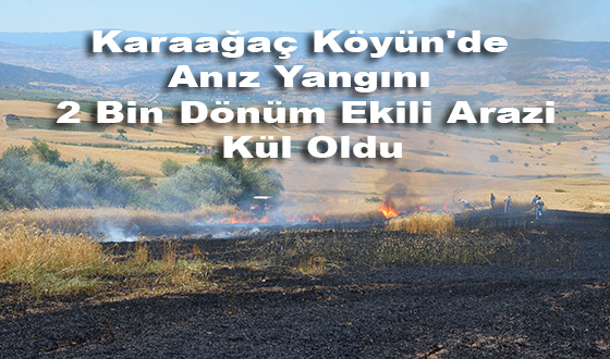 Karaağaç Köyün'de Anız Yangını 2 Bin Dönüm Ekili Arazi Kül Oldu