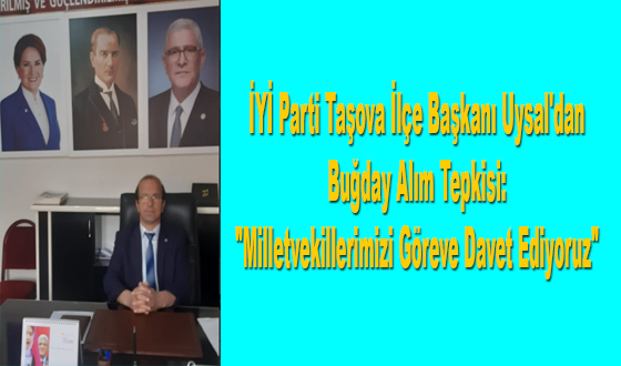 İYİ Parti Taşova İlçe Başkanı Uysal'dan Buğday Alım Tepkisi: 