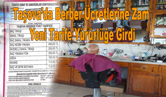 Taşova’da Berber Ücretlerine Zam: Yeni Tarife Yürürlüğe Girdi
